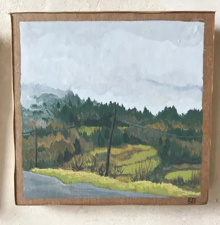 Tableau miniature sur carton paysage artiste peintre Chloe Preteceille